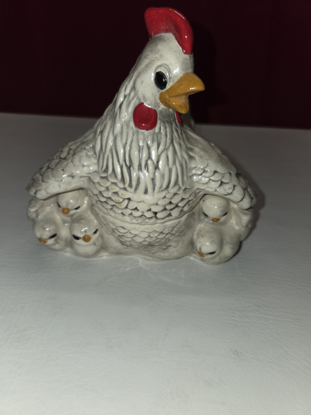 Vintage 1970s Arnel’s Hand-Painted Ceramic Chicken & Baby Chicks Nesting Dish